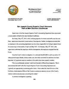 San Joaquin County Superior Court Uncovers Theft at Main Stockton